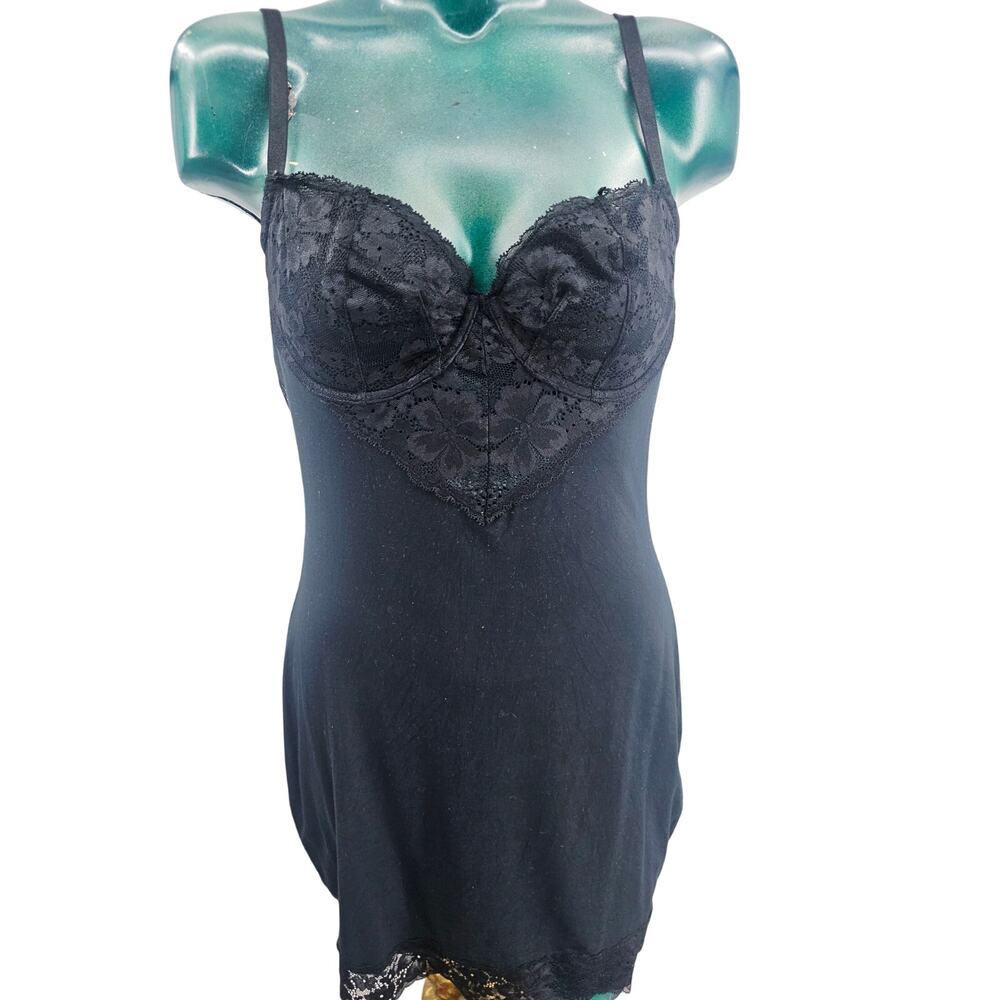 Victoria's Secret Modal & Lace Mini Slip Dress Black Small Women's Size L 3698